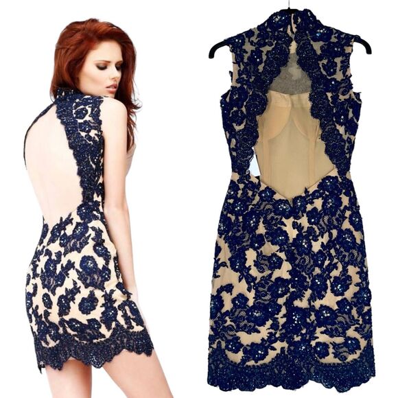 Sherri Hill Sheath Dress Lace Mini - Picture 4 of 10